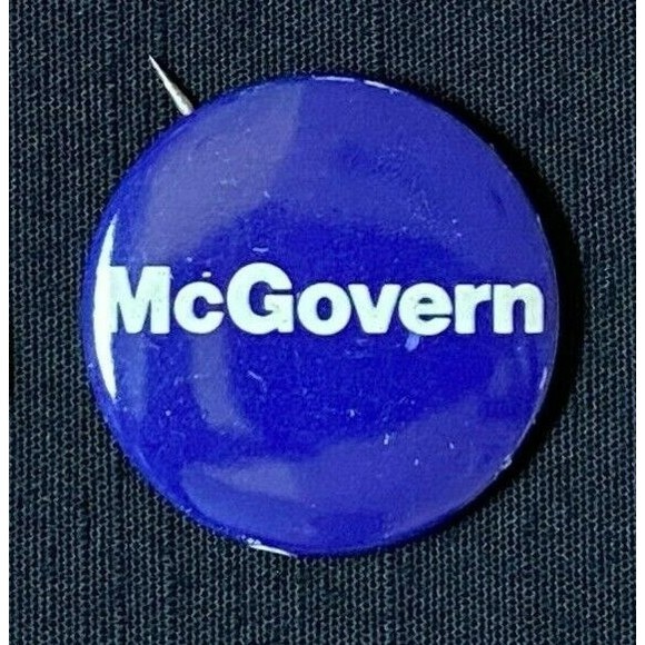 Button 1972 McGovern  Blue Large VINTAGE - Picture 1 of 2